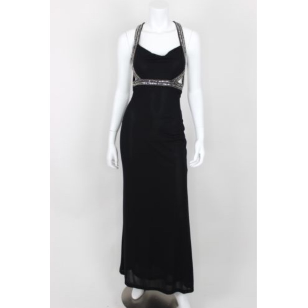 NWT  Dress Black Silver Prom Gown Formal Small